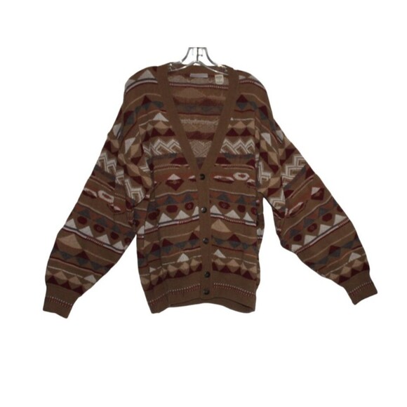 Vintage Giorgio di Firenze Cardigan Sweater Size Large Geometric Made in Italy - Picture 3 of 5